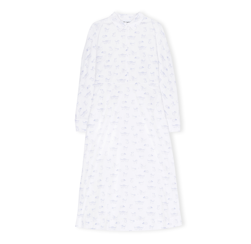 【GANNI】Printed Lycra Jersey Gaddard Dress/全国送料込み Ganni Printed Draped Jersey Gathered Midi Dress - Black