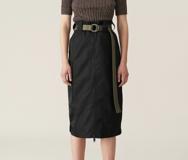 【関税＆送料込み】Ganni Full-Zip Long Skirt Ganni Recycled Nylon Zip Up Cargo Skirt - Black | Garmentory