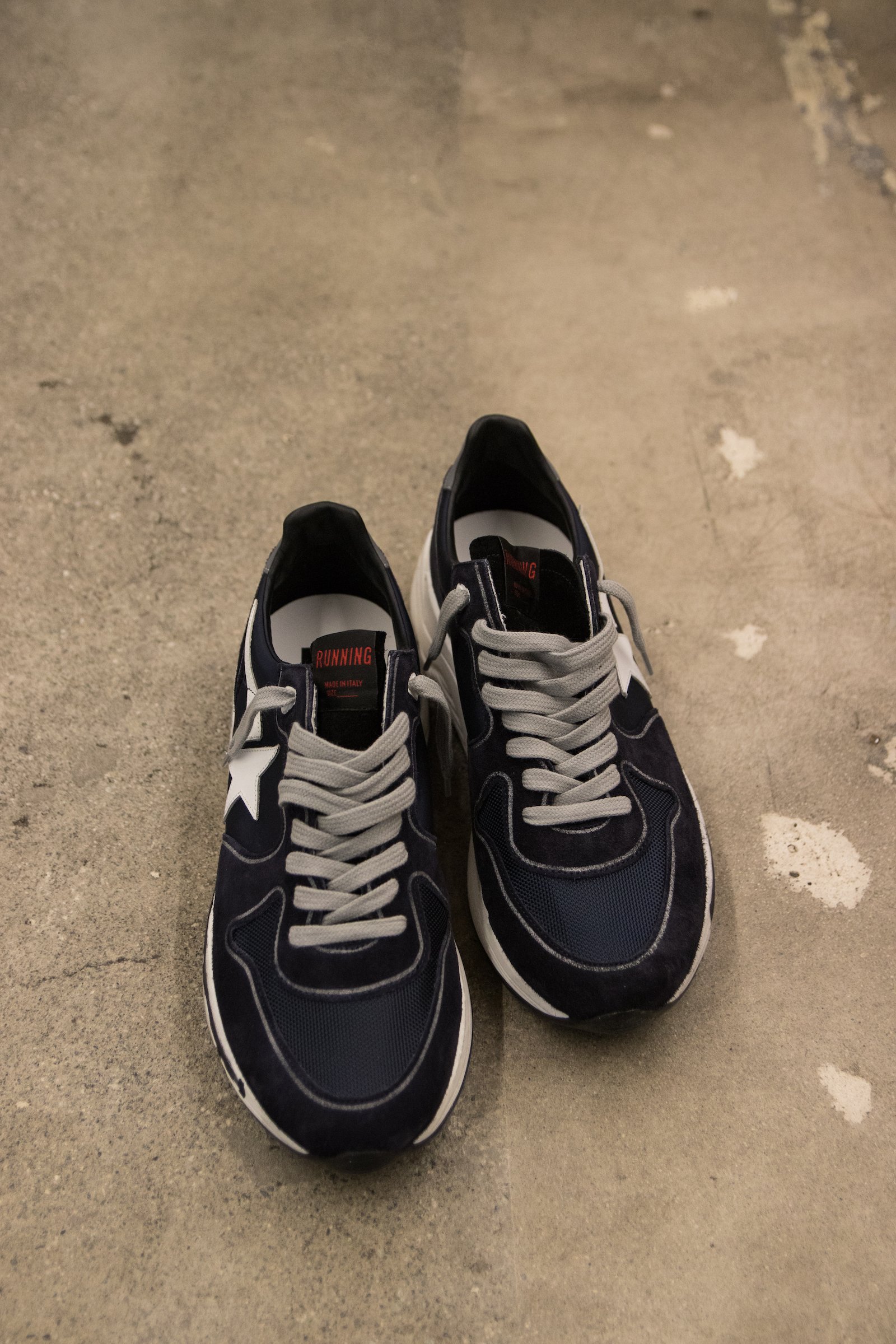 ★Golden ★Running Sole ナイロン＆スエード★ Running Sole メンズ ナッパレザー＆スエード スター（ホワイト）