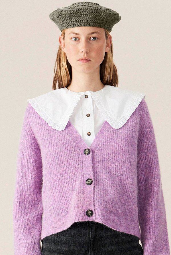 lilac wool cardigan