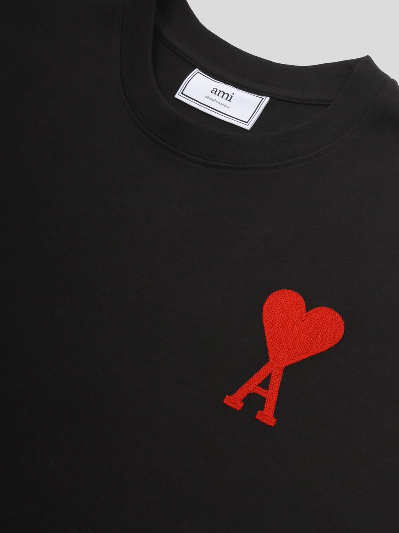AMI T Shirt with Chain Stitch Embroidery - Black | Garmentory