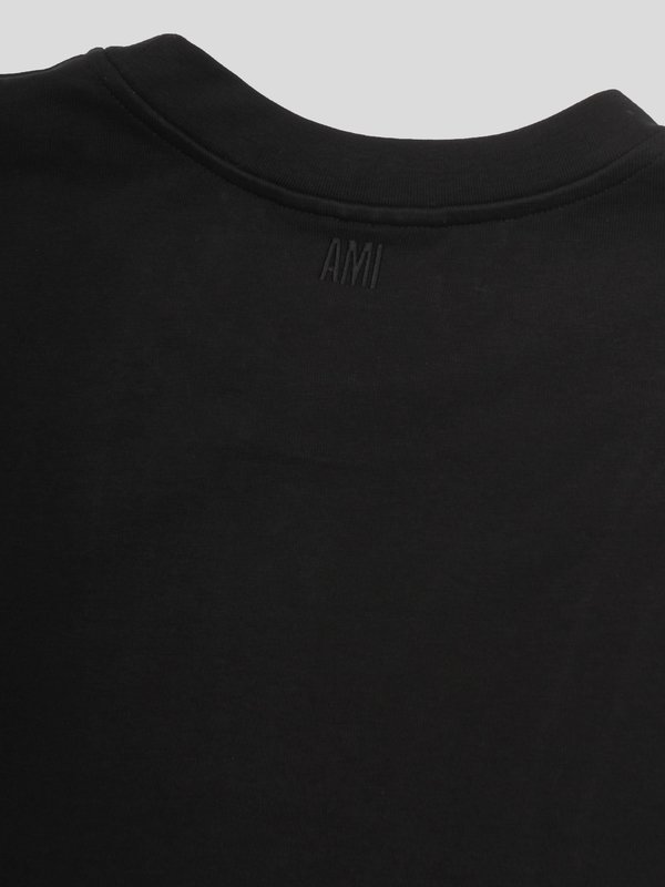 AMI T Shirt with Chain Stitch Embroidery - Black | Garmentory