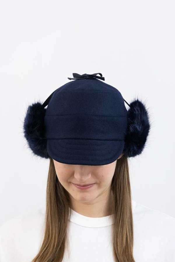 Tsuyumi Wool Trapper Hat - Navy | Garmentory