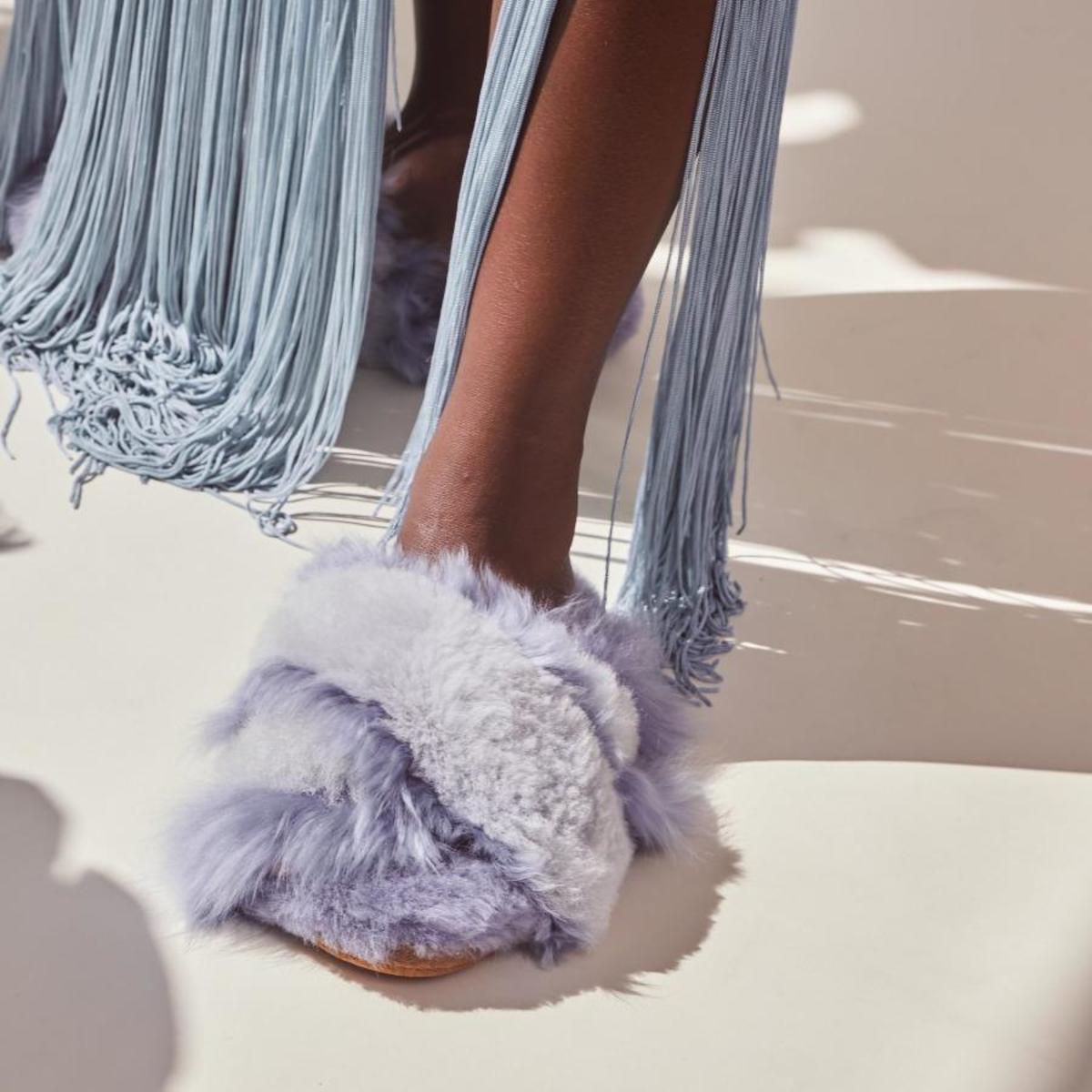 Ariana Bohling Sophie Alpaca Slippers - Lilac/Grey - Image 2 of 2