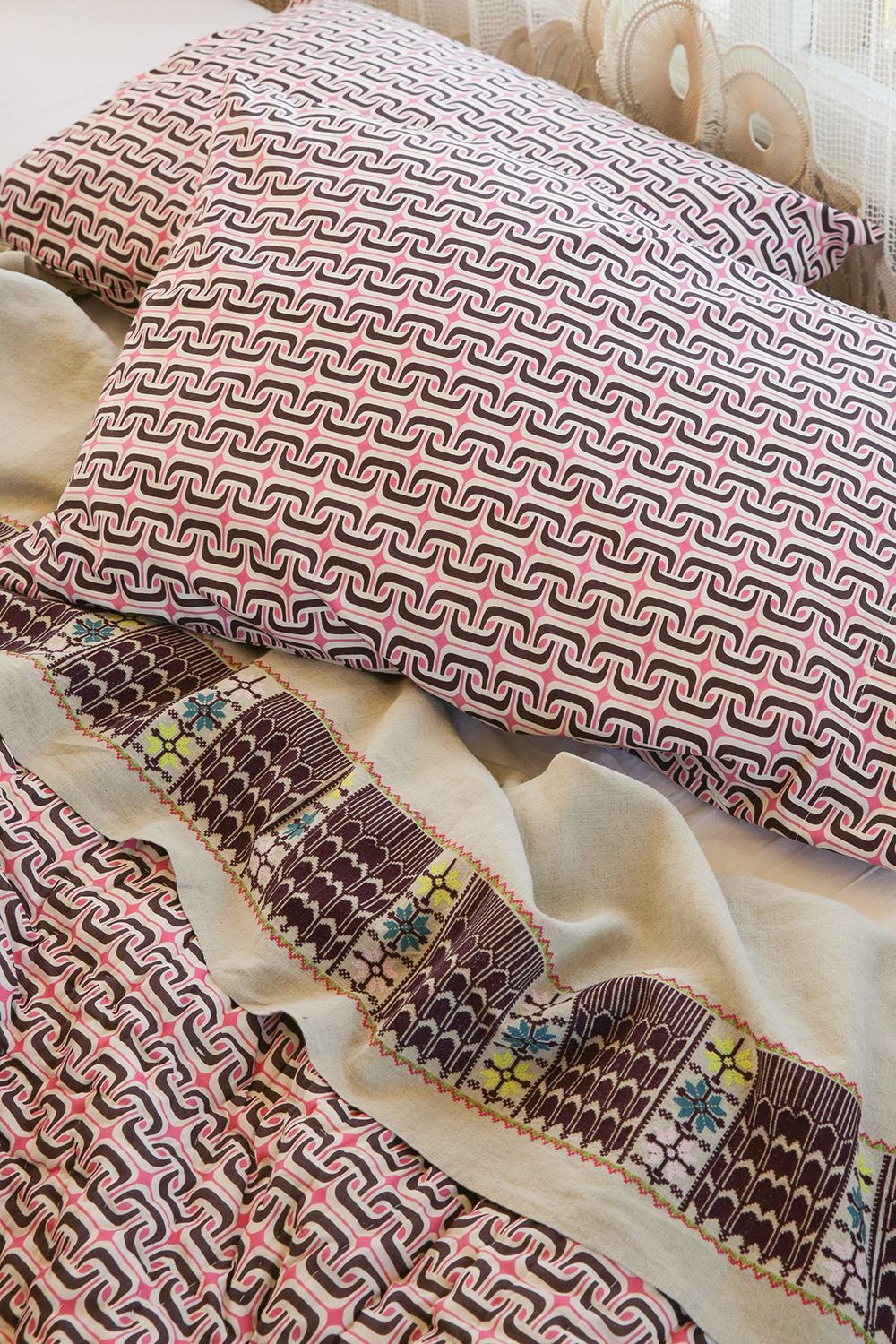 Erica Tanov Flat Top Sheet Embroidered Natural Linen Garmentory