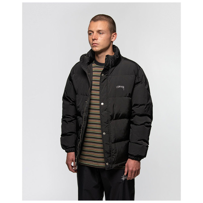 Stüssy フード付きダウンジャケット 黒 STUSSY Solid Puffer Jacket