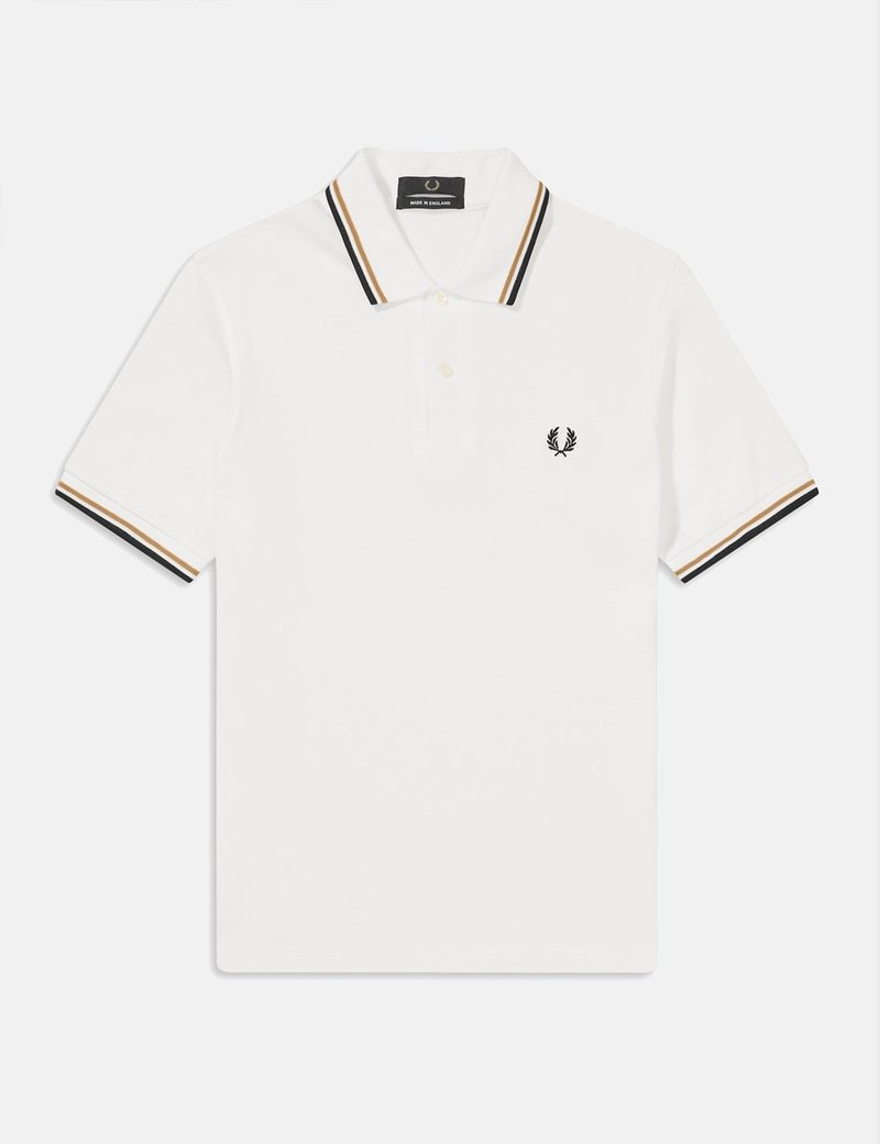 ◇FRED PERRY◇ M12 Twin Tip Fred Perry Shirt White Ice Maroo THE TWIN TIPPED FRED PERRY SHIRT – 707