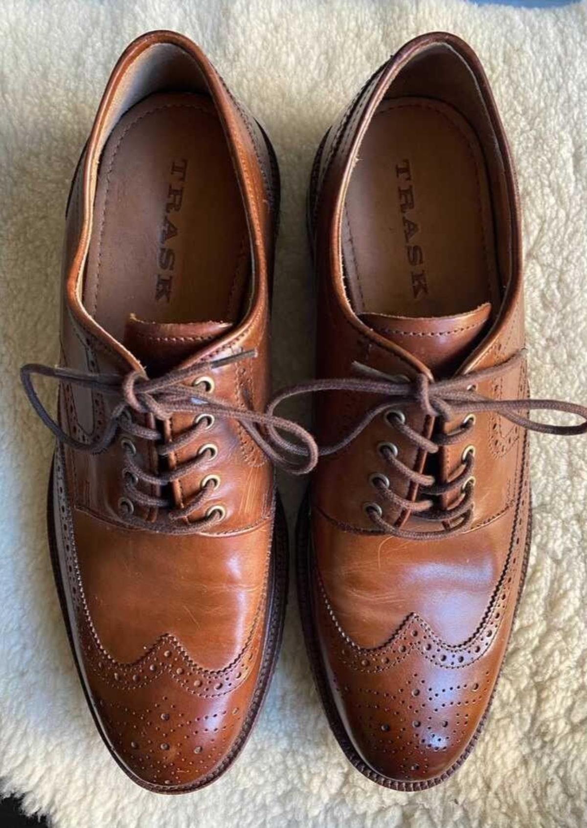 TRASK Logan Espresso Leather Wingtip Derby Shoe size 11 mens Oxford EUC Trask Logan Wingtip Derby | Garmentory main image 4