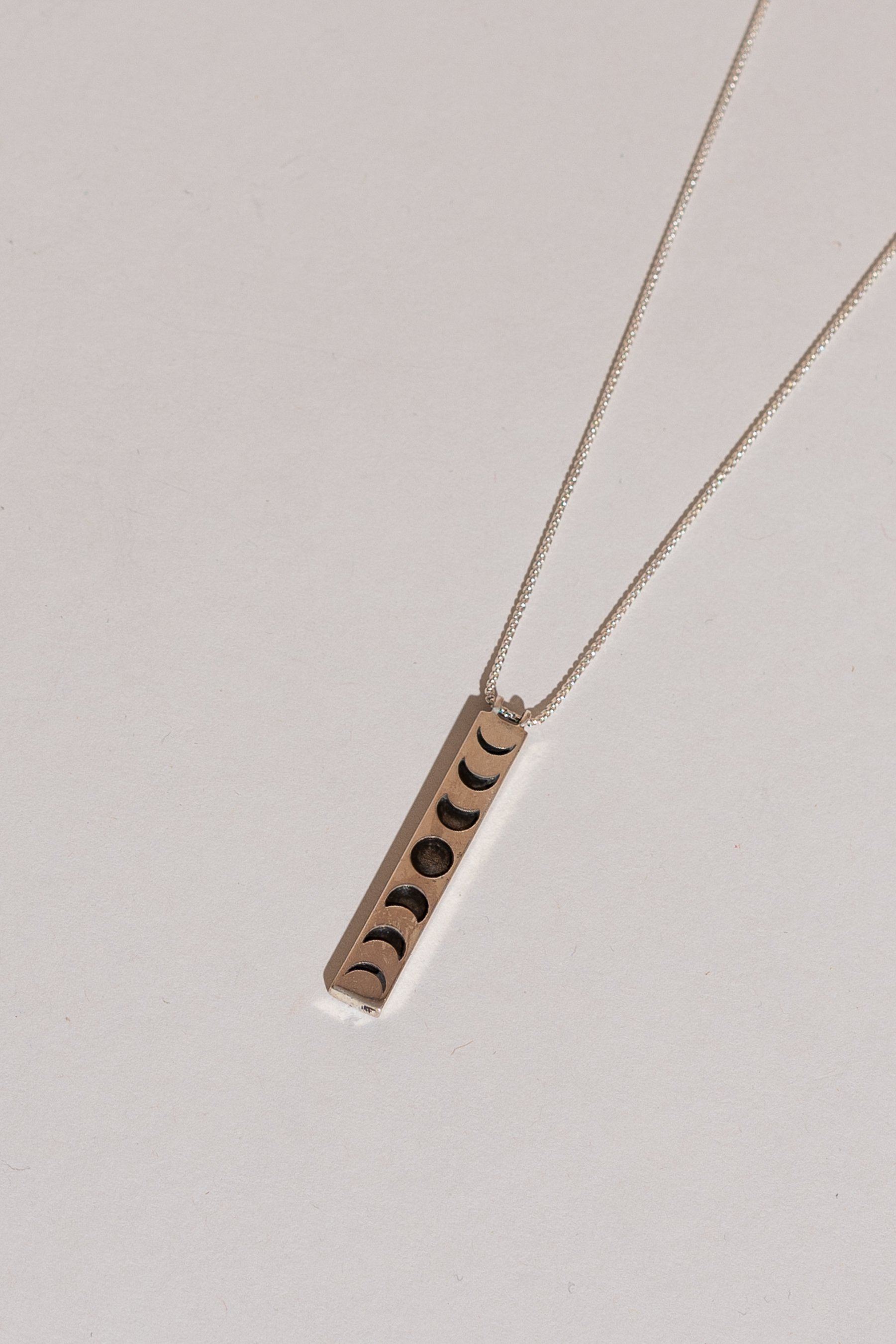 The BEA Line Vertical Moon Phase Necklace Sterling Silver