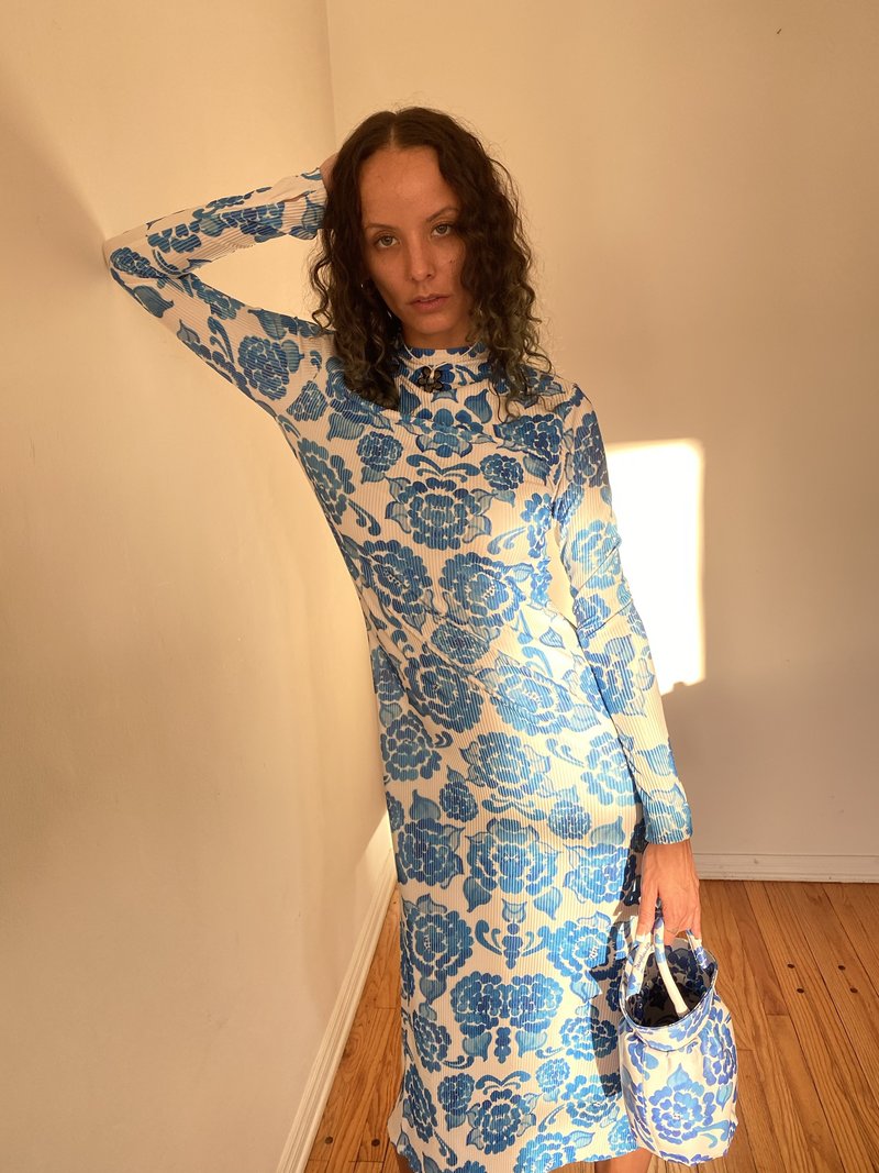 Dauphinette Minx Pleated Dress - Chinoiserie