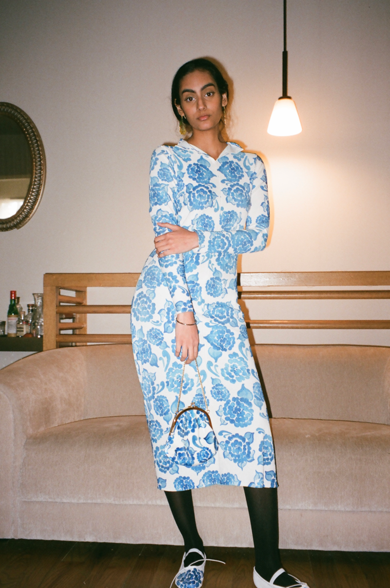 Dauphinette Minx Pleated Dress - Chinoiserie