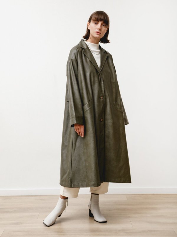 Priory Vegan Leather Bell Jacket - Green Priory Vegan Leather Bell Jacket - Green