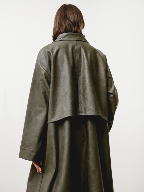 Priory Vegan Leather Bell Jacket - Green Priory Vegan Leather Bell Jacket - Green