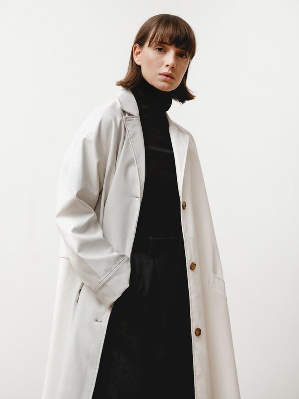Priory Vegan Leather Bell Jacket - White Priory Vegan Leather Bell Jacket - White