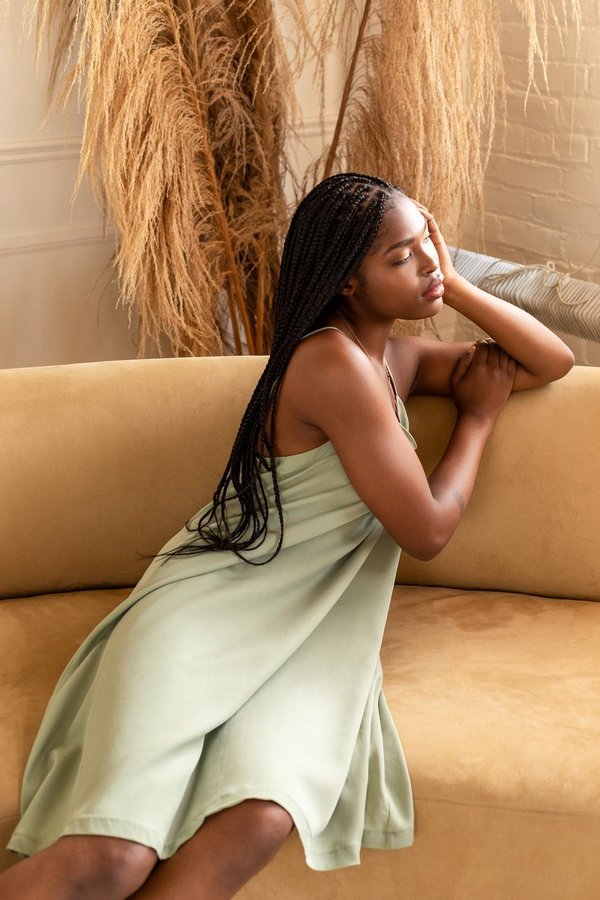 slip dress sage green Velvi - Sutton Slip Dress - Sage