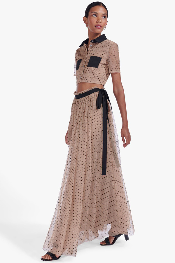 STAUD Poppy Skirt - Nude/Black Dot | Garmentory