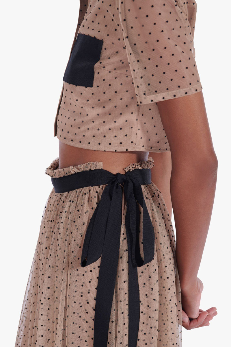 STAUD Poppy Skirt - Nude/Black Dot | Garmentory
