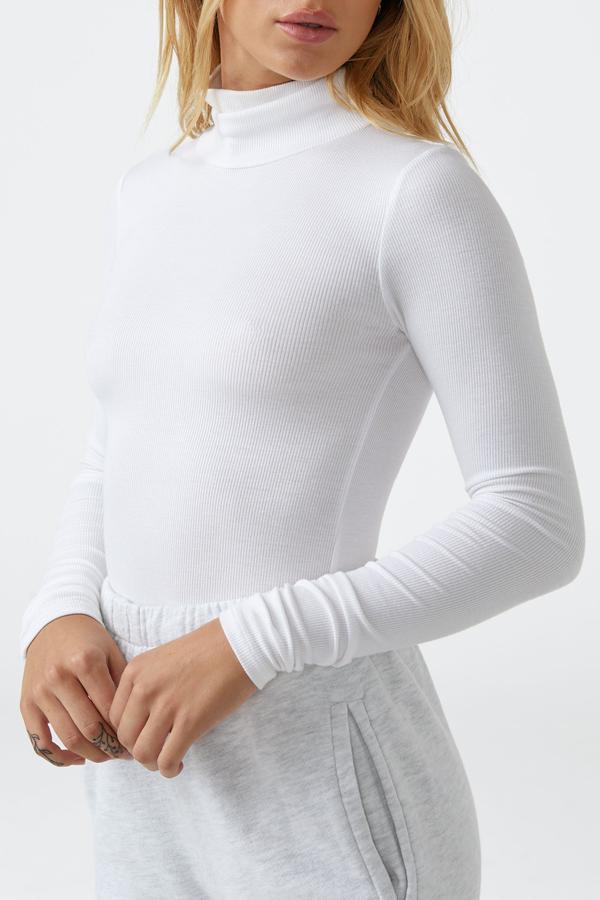Joah Brown West End Long Sleeve Turtleneck Tee White rib