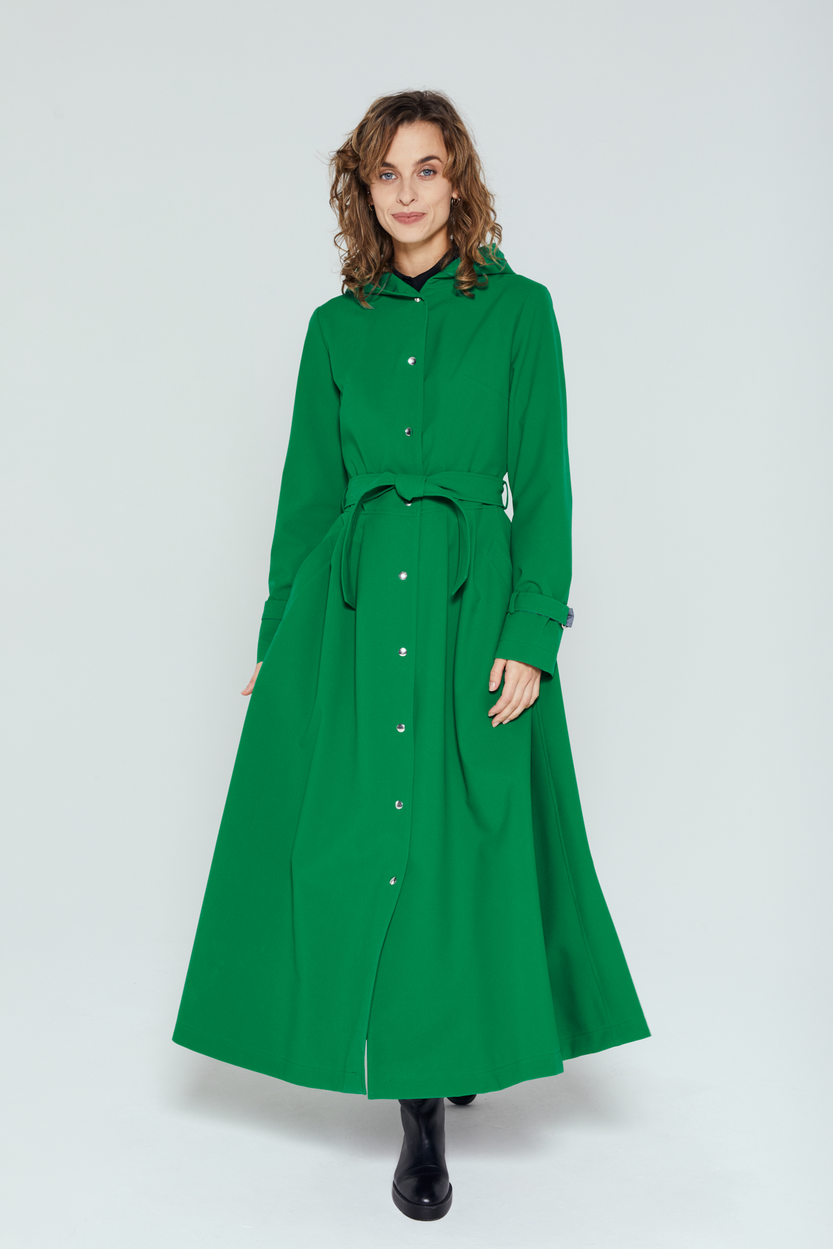 bright green raincoat
