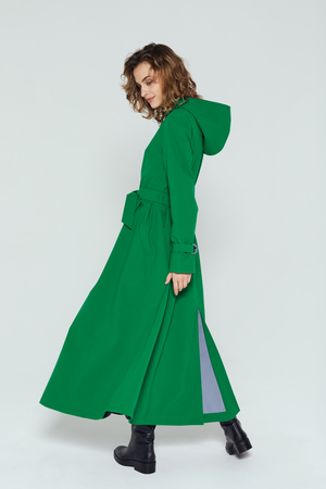bright green raincoat