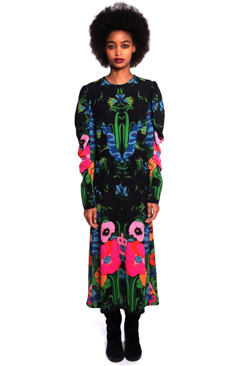 Anna Sui Phantasm Garden Dress - Black Multi | Garmentory