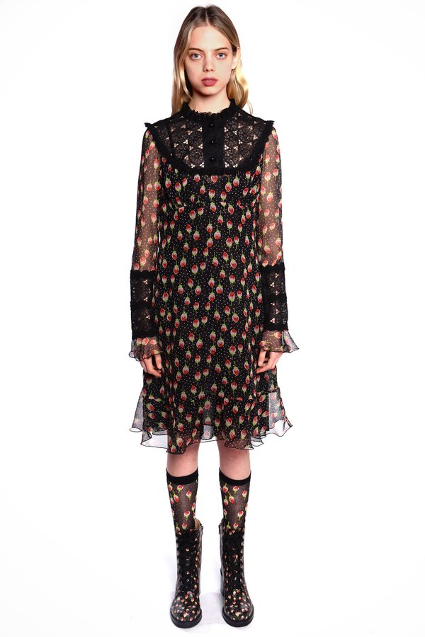 Anna Sui Roses Are Red Lace Dress - Black Multi | Garmentory