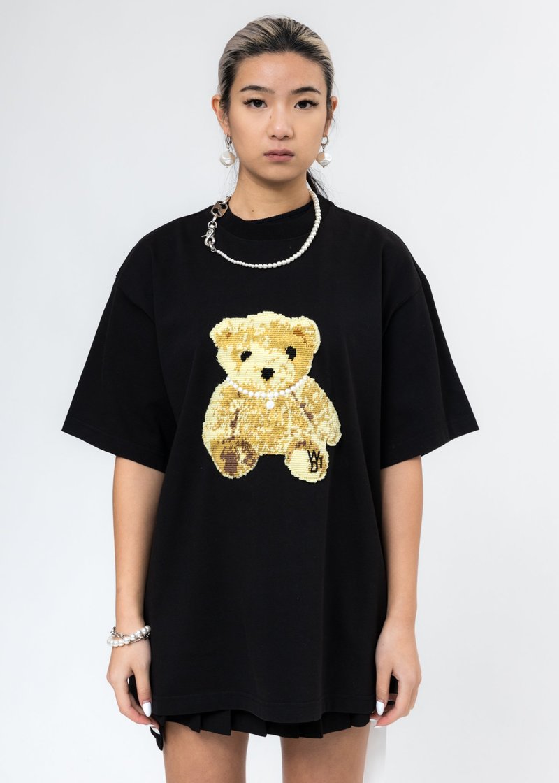 Black Embroidered Teddy T-Shirt | Garmentory