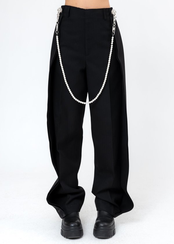 we11done Pearl Chain Baggy Trouser - Black | Garmentory