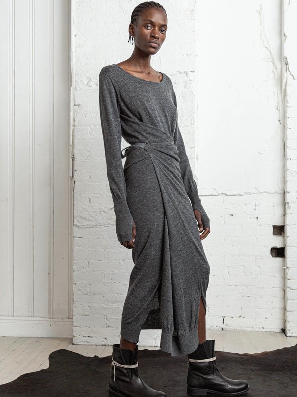 grey wrap sweater dress Veronica Beard Salomez Wrap Midi Dress | Medium Heather Grey