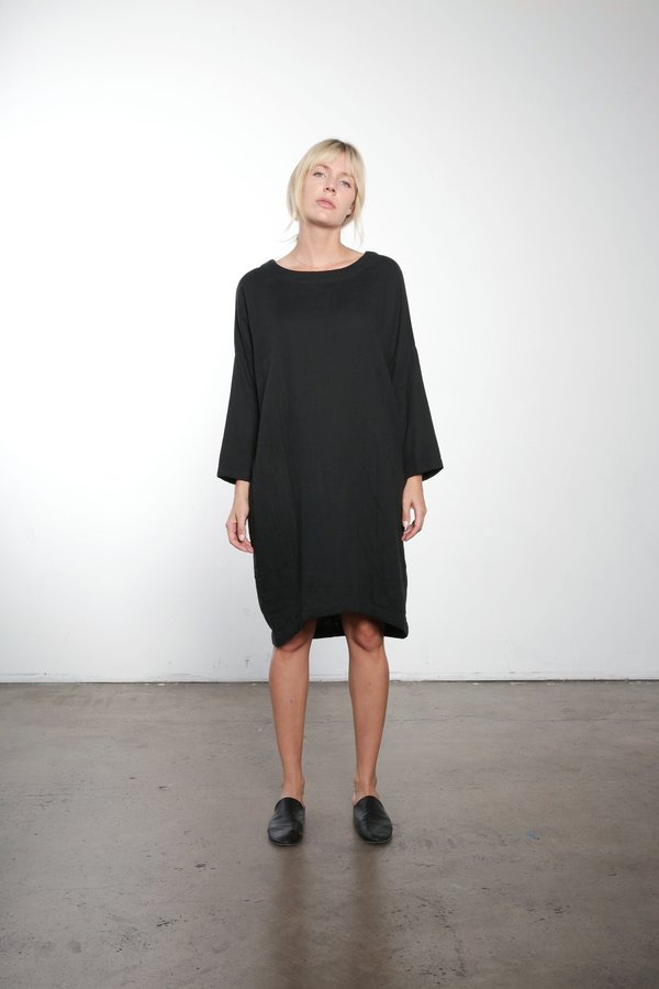 black gauze dress pockets Pammie Gauze Raw Edge Dress main image 0
