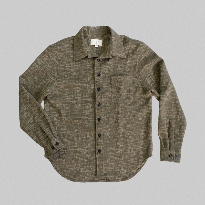 Reborn Garments Tweed Overshirt - Olive