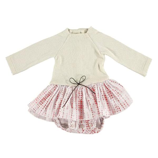 Kids Pequeno Tocon Baby Dress With Tutu - Cream Kids Pequeno Tocon Baby Dress With Tutu - Cream