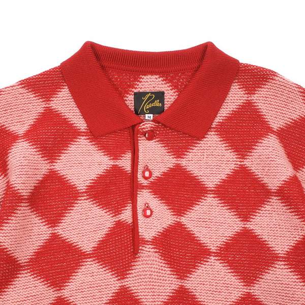 Needles Checkered Polo Sweater - Red 
