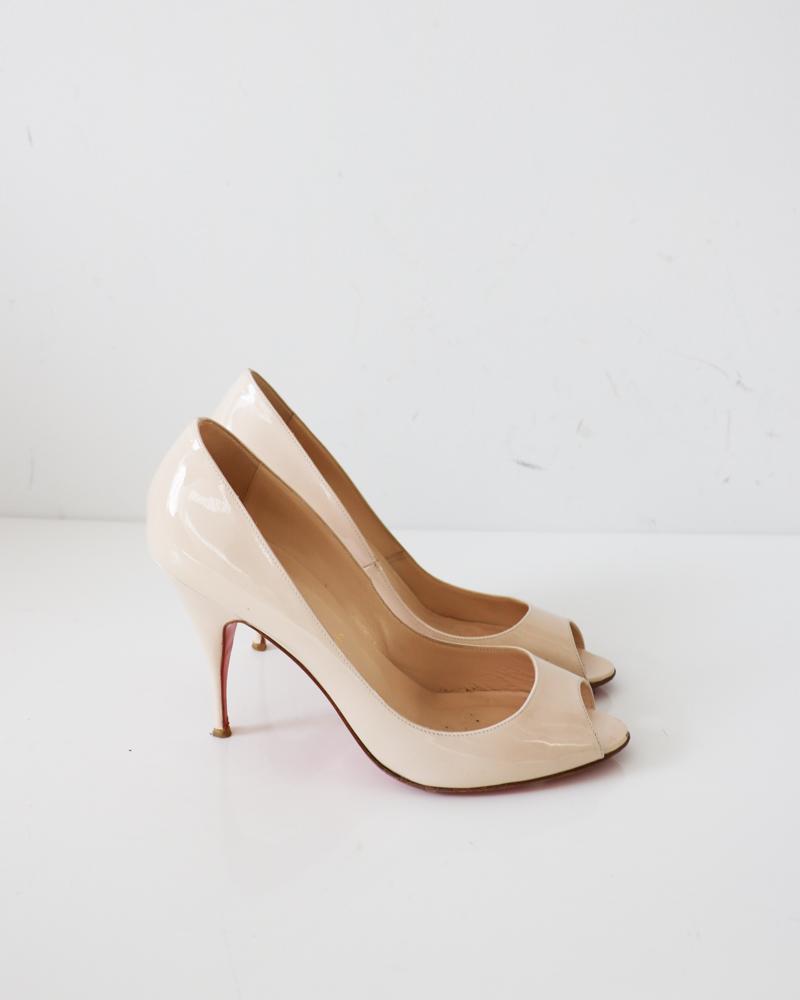 Christian Louboutin Peep Toe Pumps Cream Garmentory
