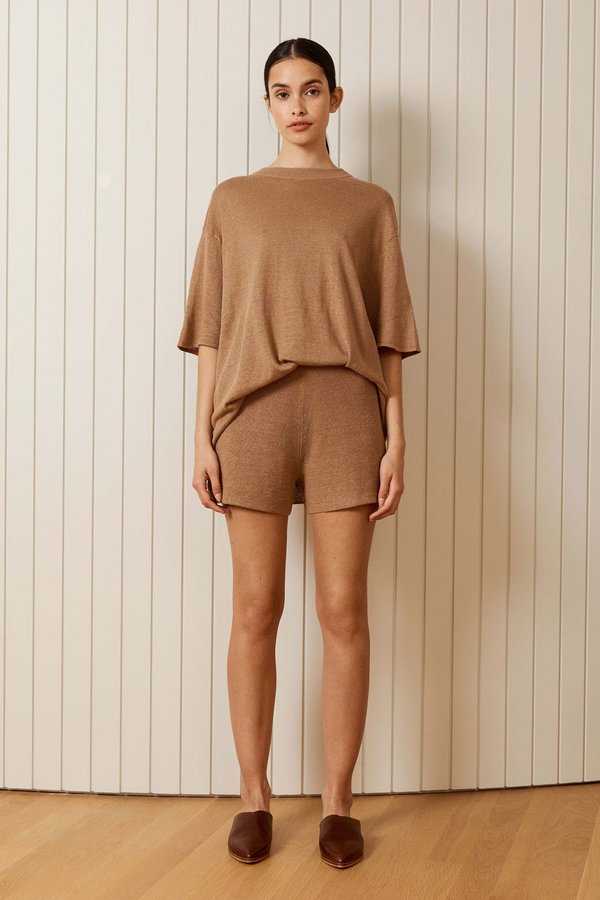St. Agni Copain Knit Linen Tee - Almond St. Agni Copain Knit Linen Tee - Almond