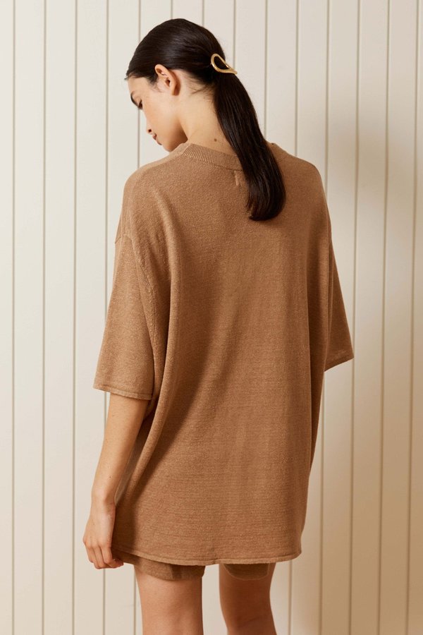 St. Agni Copain Knit Linen Tee - Almond St. Agni Copain Knit Linen Tee - Almond