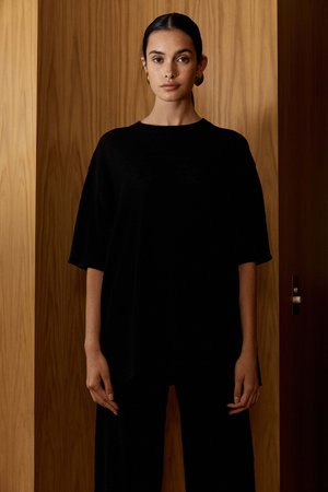 St. Agni Copain Knit Linen Tee - Black St. Agni Copain Knit Linen Tee - Black
