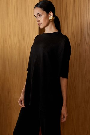 St. Agni Copain Knit Linen Tee - Black St. Agni Copain Knit Linen Tee - Black