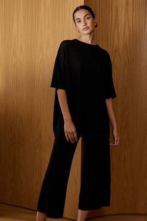 St. Agni Copain Knit Linen Tee - Black St. Agni Copain Knit Linen Tee - Black