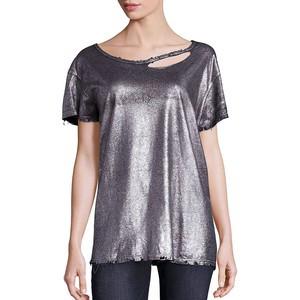 Rebecca Bree 'Nicola' Metallic Distressed Tee Rebecca Bree 'Nicola' Metallic Distressed Tee