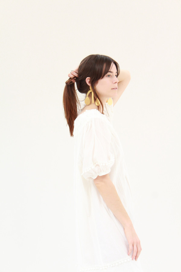 Annie Costello Brown Arc Drop Chandelier Earring Silver