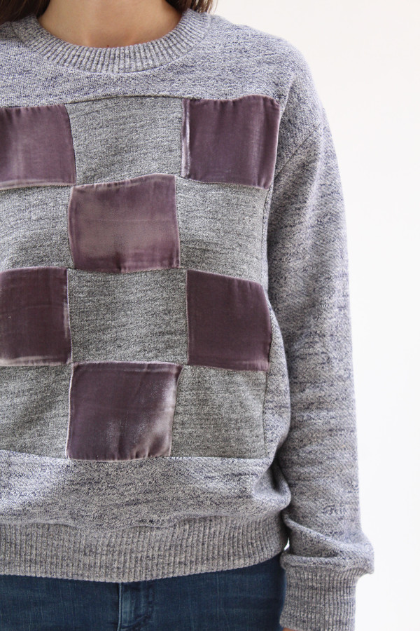 トップス correll correll CHECKY SWEATSHIRT Correll Correll Checkered Velvet Sweatshirt | Garmentory