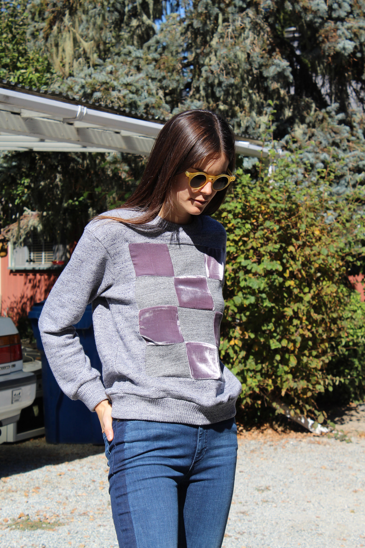 Correll Correll Checkered Velvet Sweatshirt | Garmentory