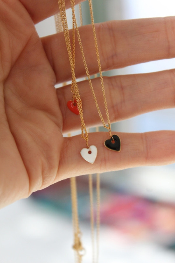 Artist French Enameled Heart Pendant - GOLD Artist French Enameled Heart Pendant - GOLD