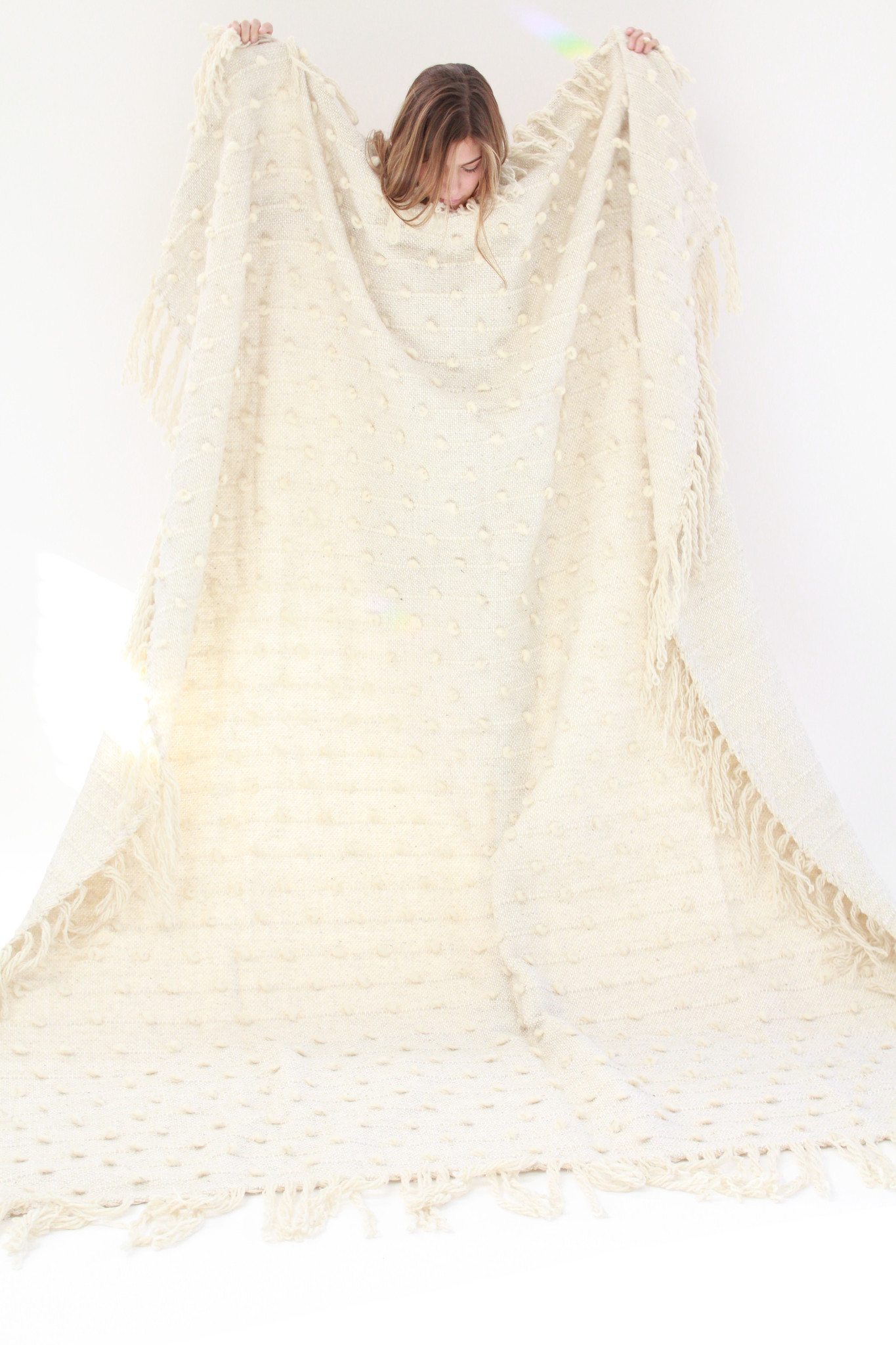 Mexchic Hand Loomed Blanket Cream Garmentory