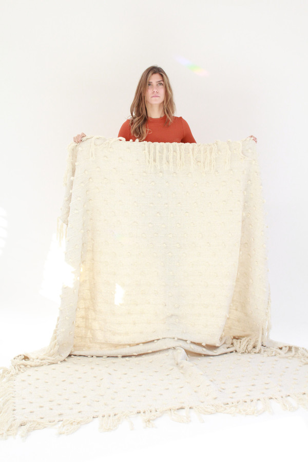 Mexchic Hand Loomed Blanket Cream Garmentory