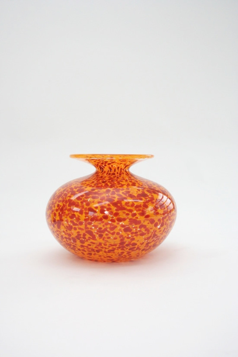 Artist Handblown Vase - Orange Leopard