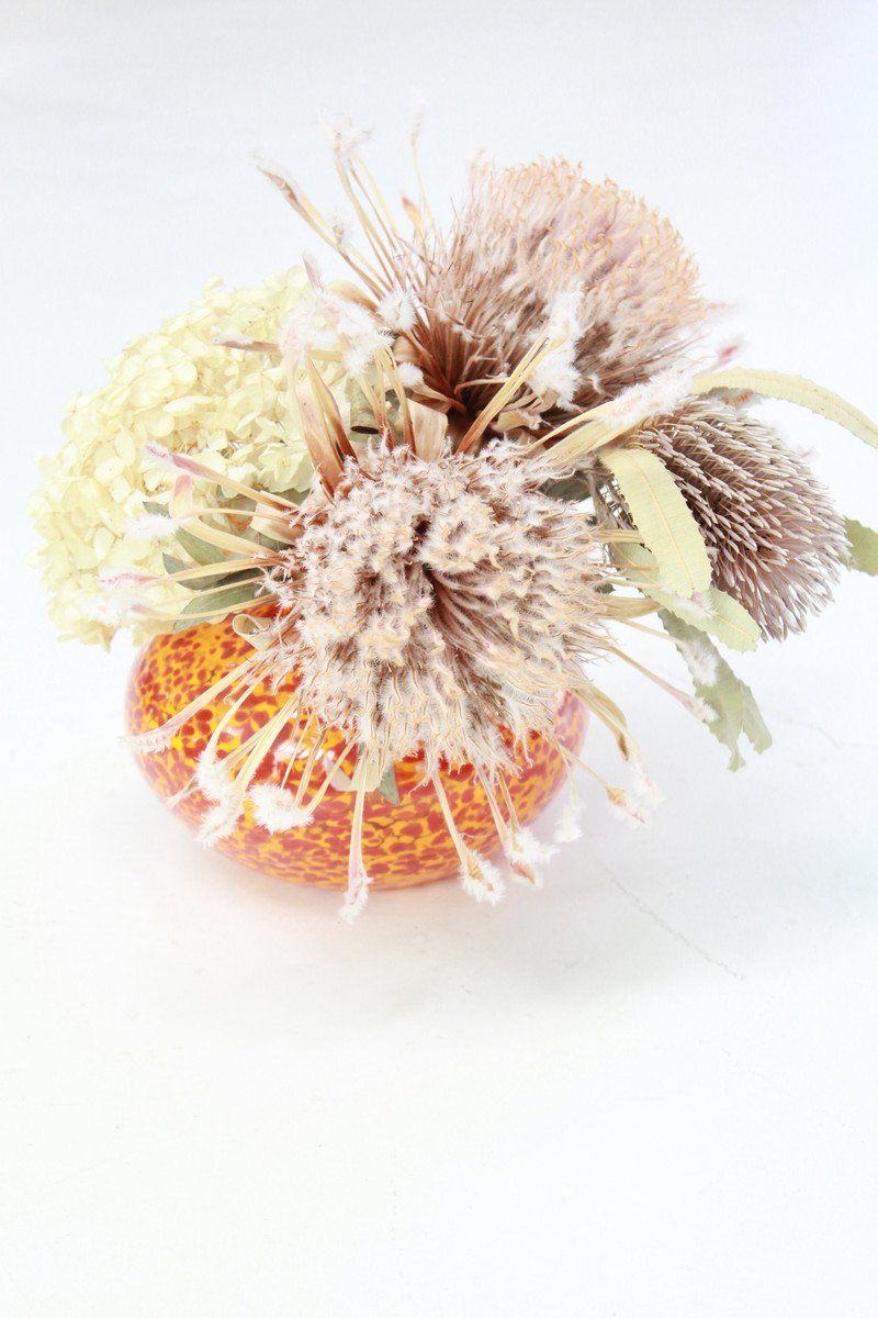 Artist Handblown Vase - Orange Leopard