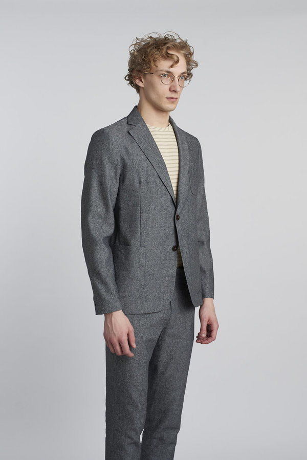 Delikatessen a Blend of Cotton Linen and Silk Blazer - gray