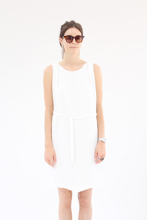 Beklina Hoda Tie Dress Textured Silk White Beklina Hoda Tie Dress Textured Silk White